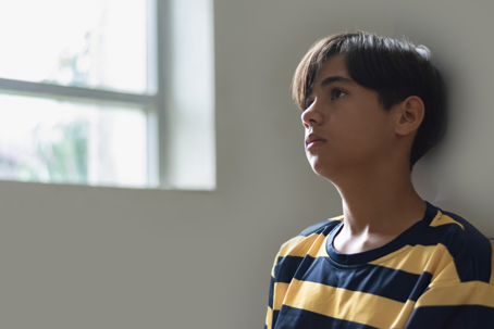 profile of sad teenage boy